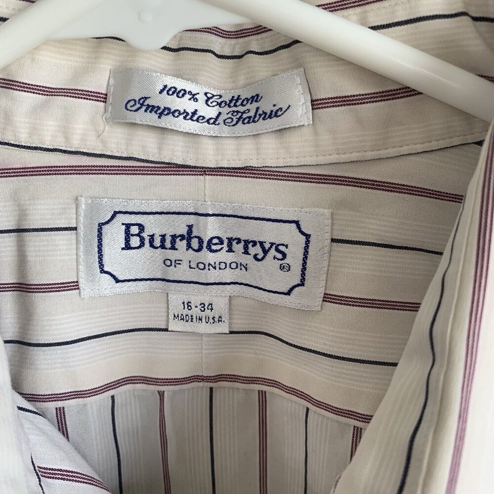 Vintage Burberry's Of London Shirt Pocket Button Front Vertical Striped 16-34 - Picture 4 of 9